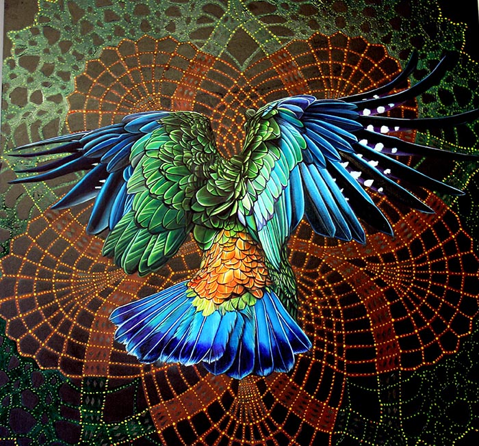 NZ Kea in Flight Black Series print
